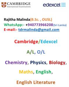 Cambridge/ Edexcel O/L, A/L Science & Maths Tuitions 