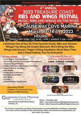 Florida's Treasure Coast Ribs Wings and Music Festival Kicks Off March 17-19, 2023